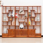 博古架实木中式 明清仿古榆木多宝阁小摆件书架装 饰展示架柜隔断