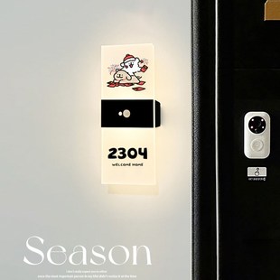 2025新款门牌定制氛围感新年入户门牌门牌装饰发光磁吸门牌感应灯