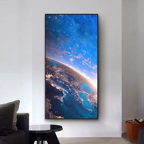 星空地球玄关装饰画太阳系客厅走廊挂画背景墙壁画卧室床头摆画