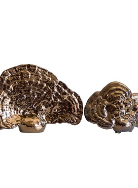 灵芝摆件工艺品中式家居创意酒柜装饰品摆件客厅吉祥物陶瓷小摆设