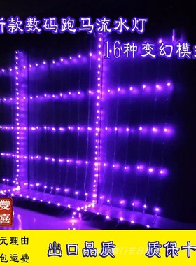 紫色 LED数码流水瀑布窗帘灯 水帘灯 阳台春节装饰彩灯新年家用