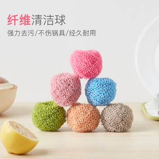不伤锅厨房家用钢丝球不掉丝纳米纤维清洁球去污洗碗球神器带手柄