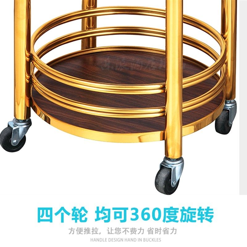 饮料茶水车酒店圆形双层实木不锈钢酒水车手推车欧式移动餐车家用,商业/办公家具,餐车/摆摊车/小吃车,淘宝优惠券,粉丝福利购,淘宝优惠卷