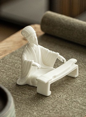 德化白瓷历史人物摆件创意精品李白琴棋书画禅意家居客厅桌面摆设