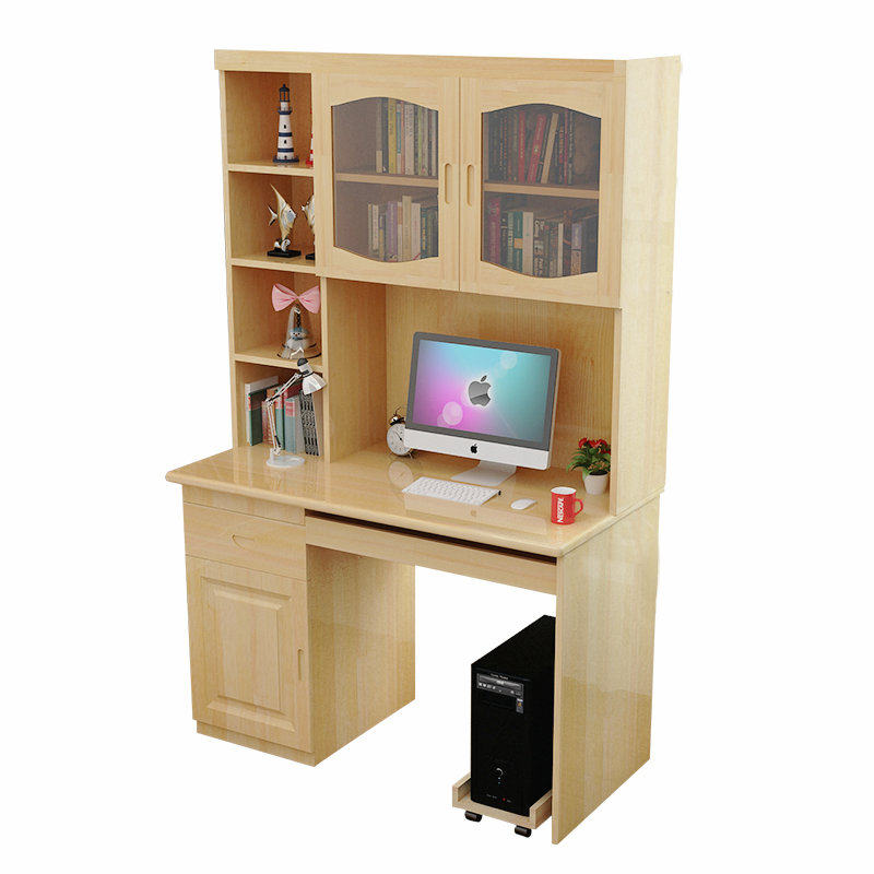 纯实木台式家用电脑桌书柜书桌组合松木写字桌带书架儿童学习桌子,住宅家具,书桌,淘宝优惠券,粉丝福利购,淘宝优惠卷