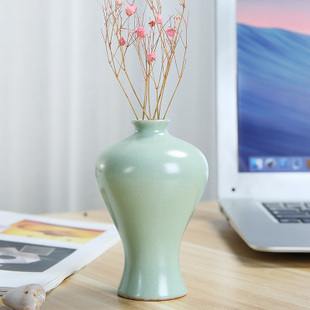 汝窑花瓶陶瓷干花花瓶小号客厅装饰桌面创意摆件小清新茶艺