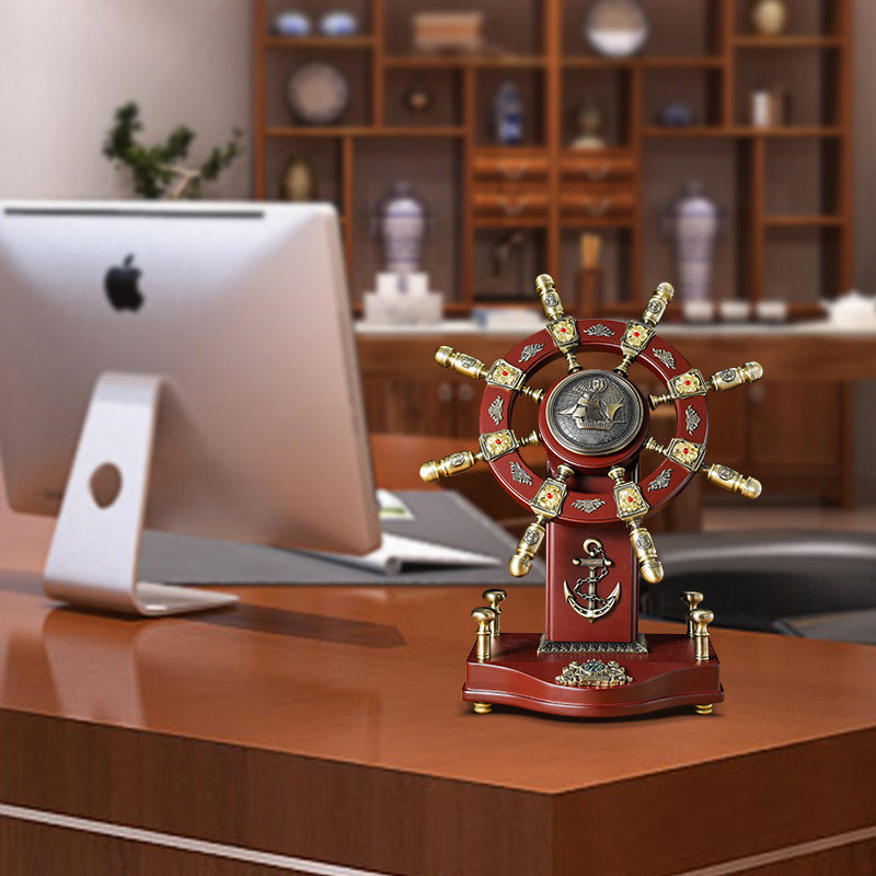 实木领航船舵摆件招财老板办公室桌面装饰品公司开业乔迁礼品,家居饰品,装饰摆件,淘宝优惠券,粉丝福利购,淘宝优惠卷