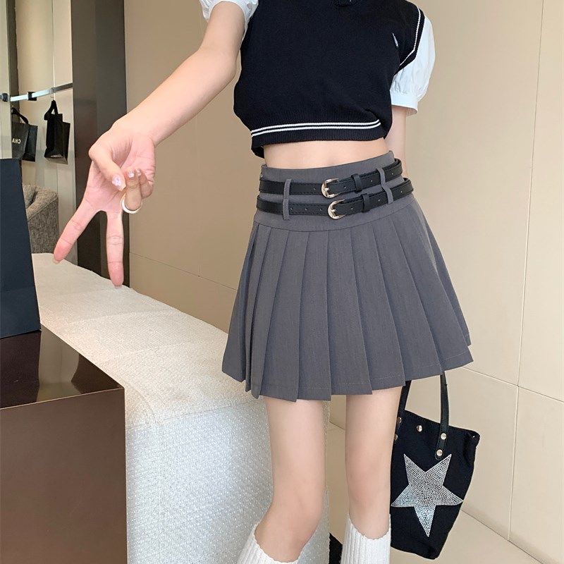 大码百褶裙甜美学院百搭 胖mm复古高腰显瘦气质包臀a字裙西装短裙