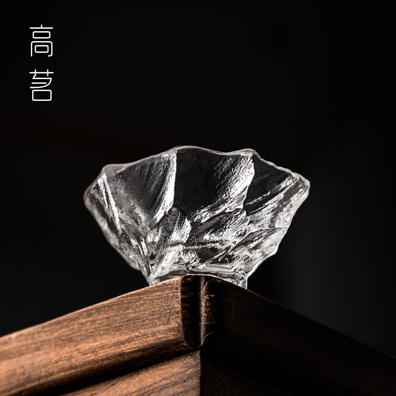 天然原矿水晶斗笠杯个人专用品茗杯单杯功夫茶具冰冻烧琉璃主人杯