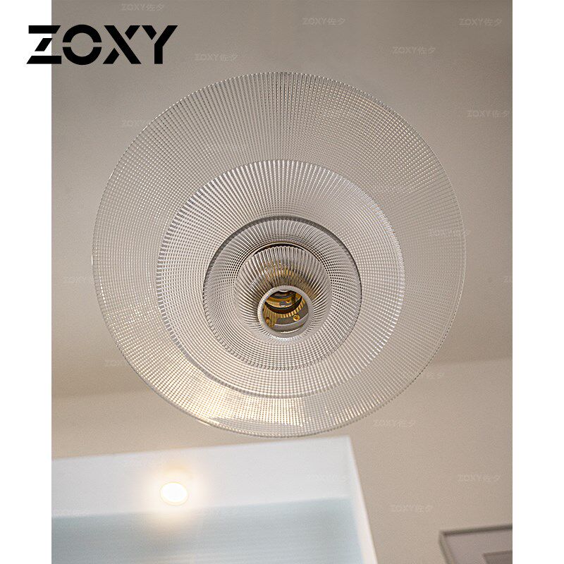 zoxy佐夕 法式复古艺术锁链玻璃餐厅吊灯飞碟单头茶室吧台创意灯