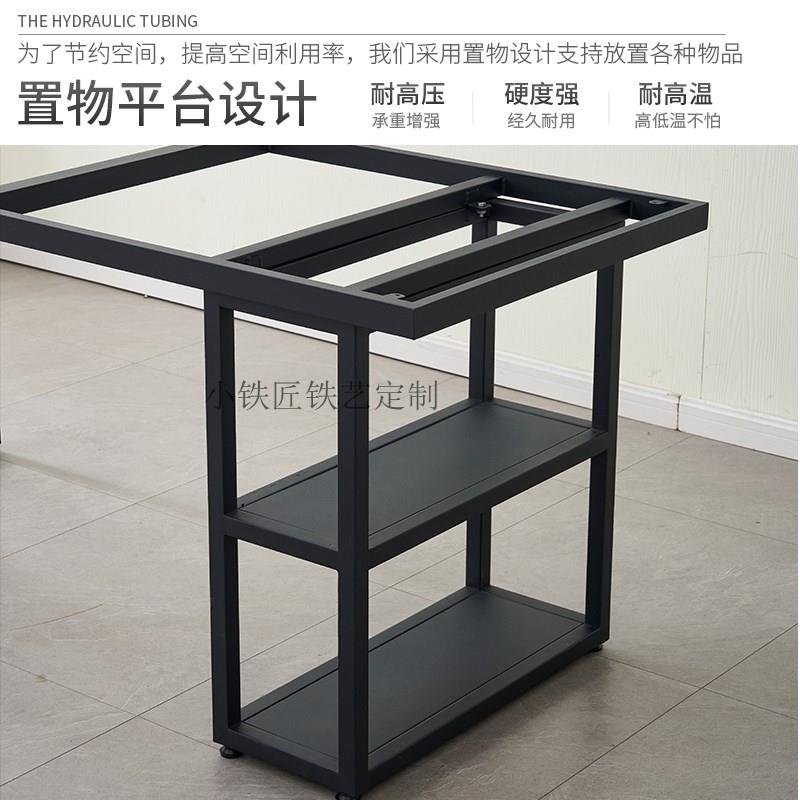 轻奢桌腿岩板茶台铁艺桌脚大理石桌子腿支架大板茶桌黑色桌腿钢架