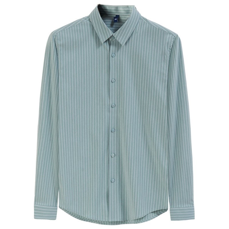 条纹衬衫男长袖轻奢高级感男士休闲商务短袖职业新款衬衣修身免烫