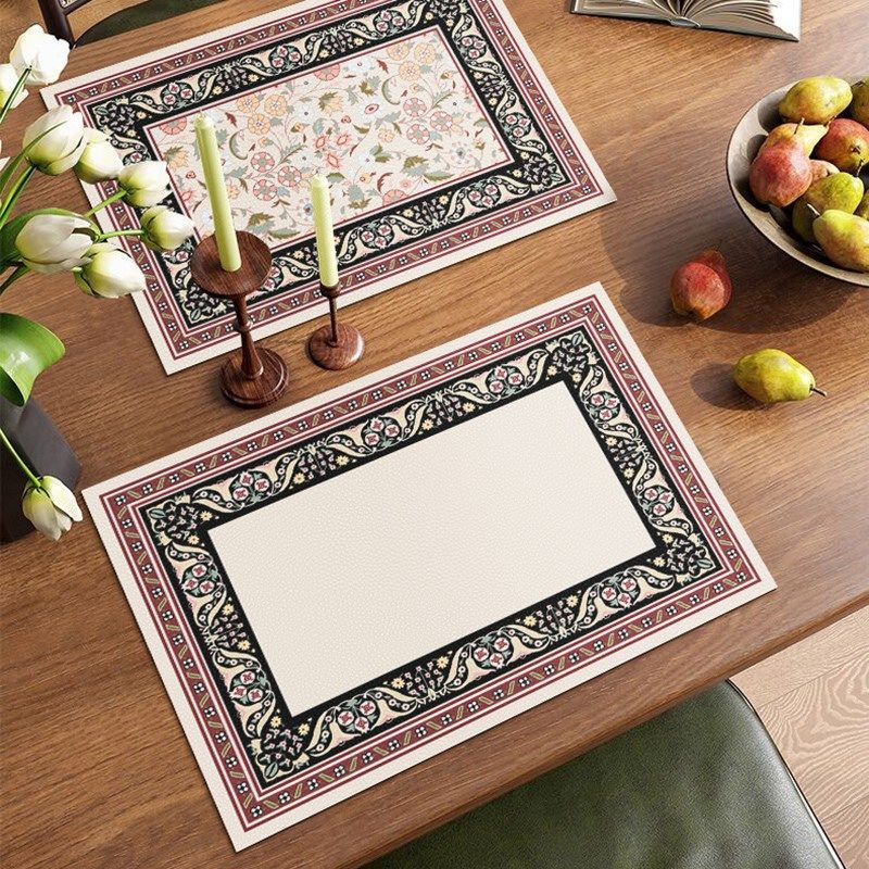 法式复古阿娜伊斯皮革餐垫隔热垫轻奢高级感西餐垫防水办公桌面垫,居家布艺,餐垫,淘宝优惠券,粉丝福利购,淘宝优惠卷