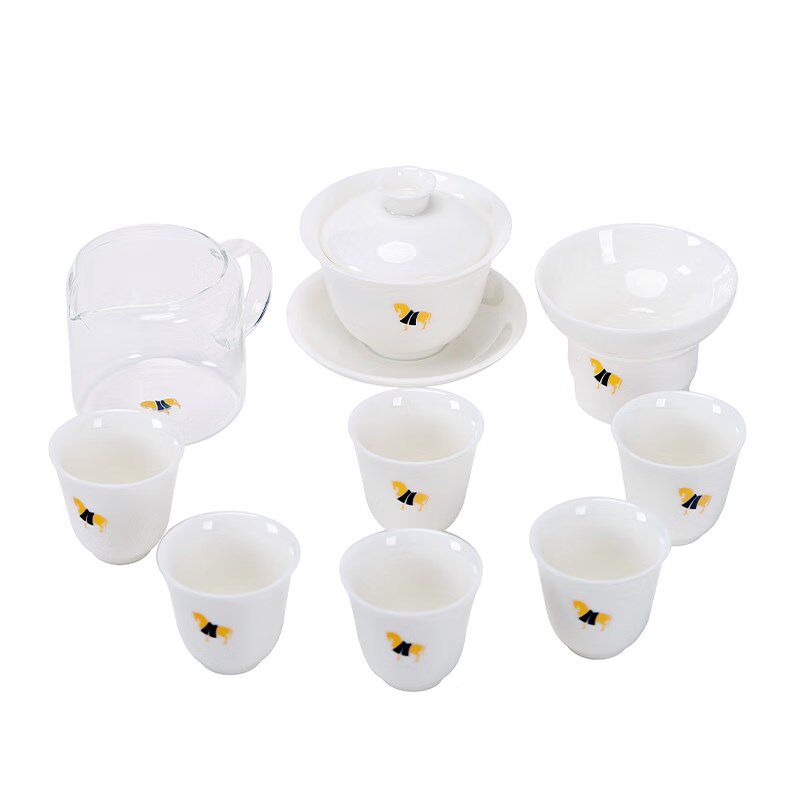 八马茶业茶具陶瓷茶具套组1盖碗1公道杯6品茗杯1过滤网组盒装乌龙