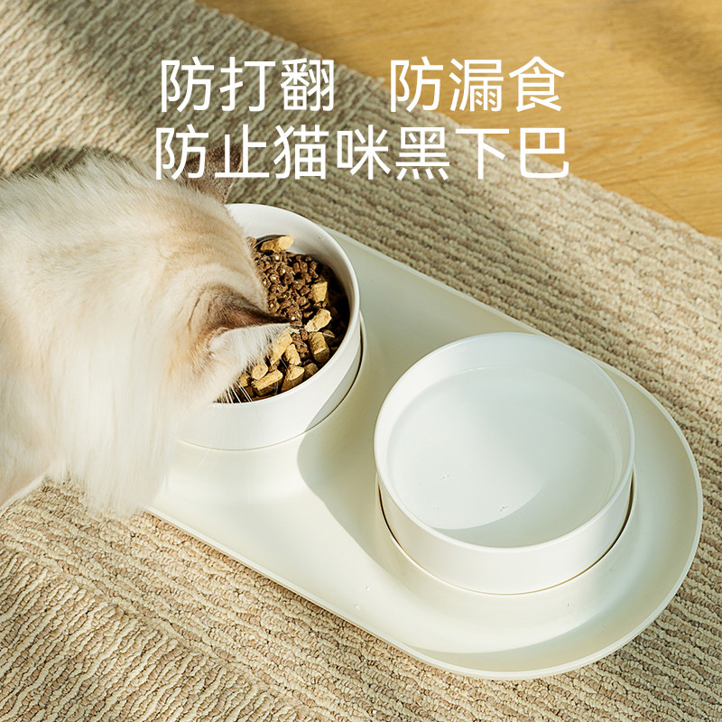 猫碗猫食盆陶瓷双碗狗碗猫咪饭碗水碗防打翻狗盆保护颈椎宠物用品