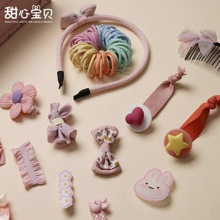 儿童发饰套装礼盒粉色高端宝宝头饰公主小女孩生日礼物宝宝首饰盒