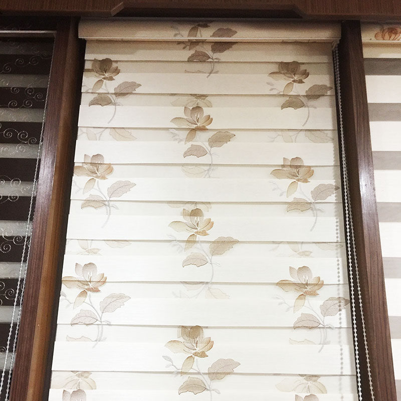 绣花柔纱帘布百叶防水防晒高档阳台厨卫遮光双层卷帘成品定制X-20