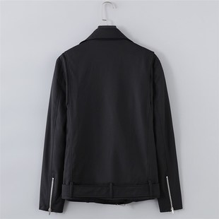 2021春装新款ZA男款肩章饰斜拉链修身骑士外套休闲机车夹克薄款
