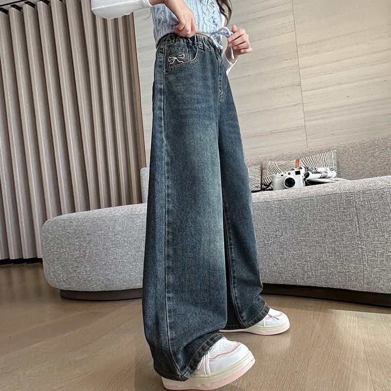 女童牛仔裤春秋款2024新款秋季初中学生阔腿裤儿童秋装女大童裤子,童装/婴儿装/亲子装,裤子,淘宝优惠券,粉丝福利购,淘宝优惠卷