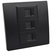 黑色双口网络插座带电话线面板86型暗装 电话两位电脑网线信息插座