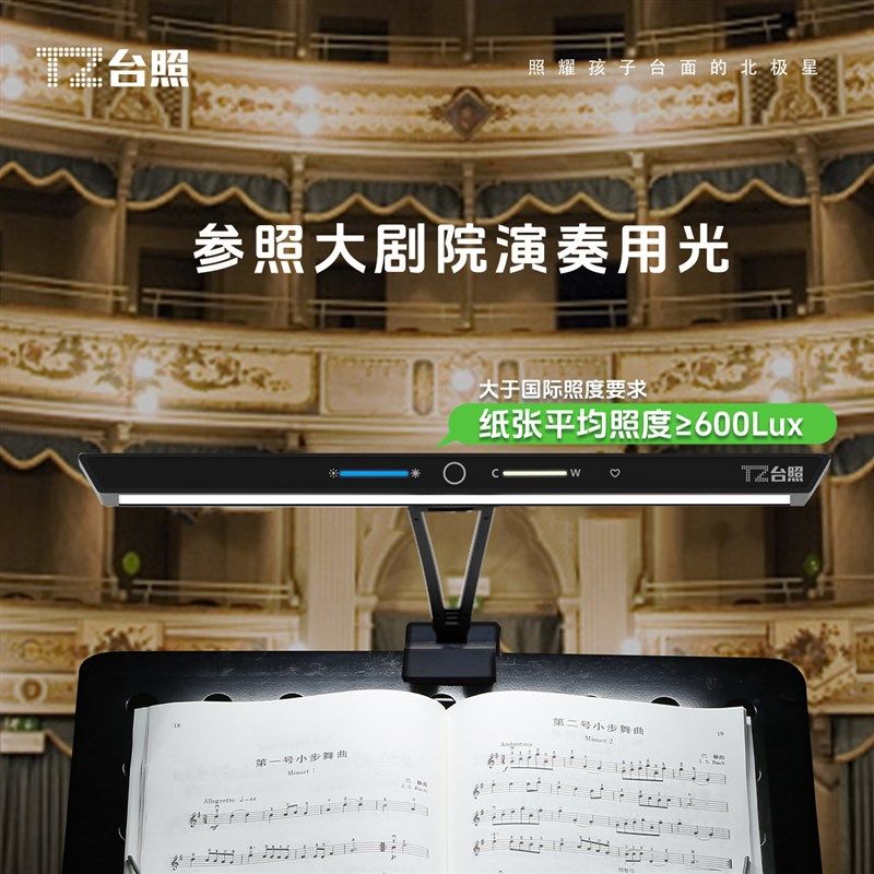 台照乐谱灯练琴专用护眼灯充插两用小提琴古筝吉他演奏乐谱架夹灯