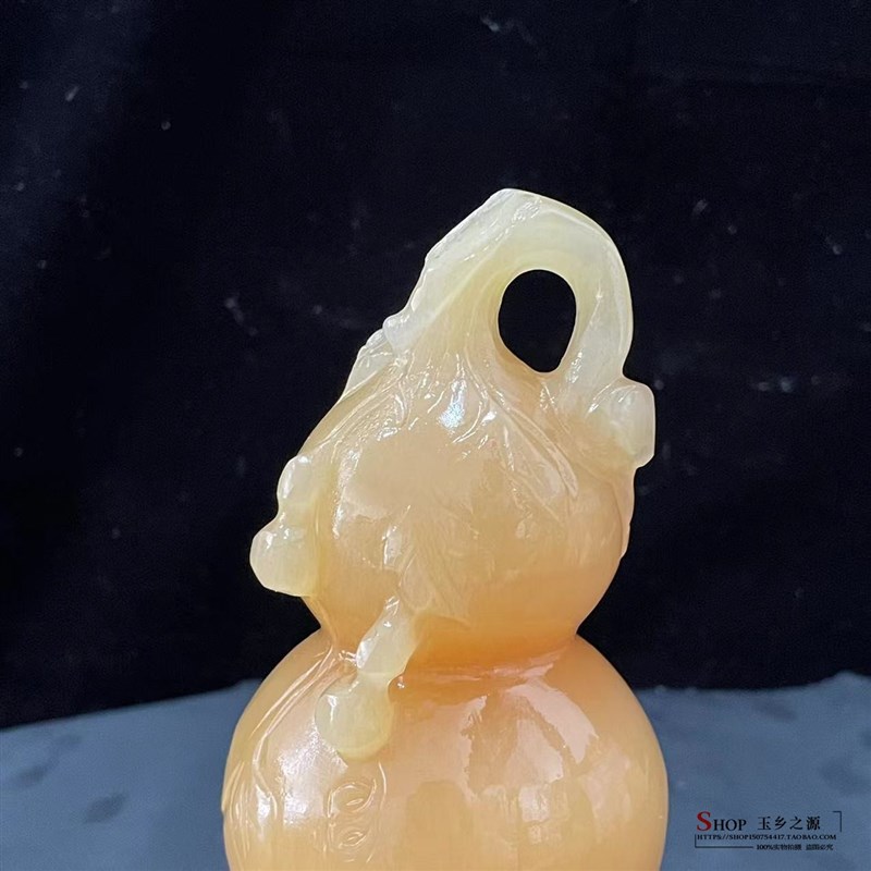 天然黄玉葫芦摆件新中式家居客厅玄关酒柜书桌装饰品开业乔迁送礼
