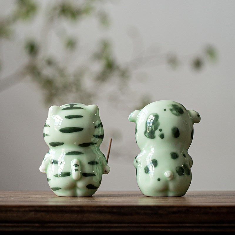 陶瓷小福猪茶桌装饰品摆件创意个性可爱茶宠茶玩功夫茶具配件摆设