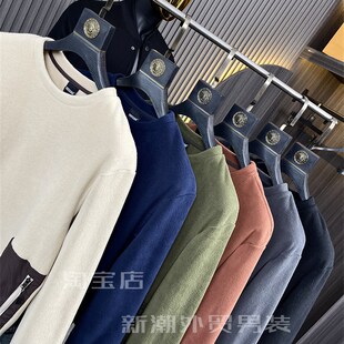 砖业级产摇粒绒!无比暖和!秋冬男士贴袋圆领加绒长袖卫衣外套潮