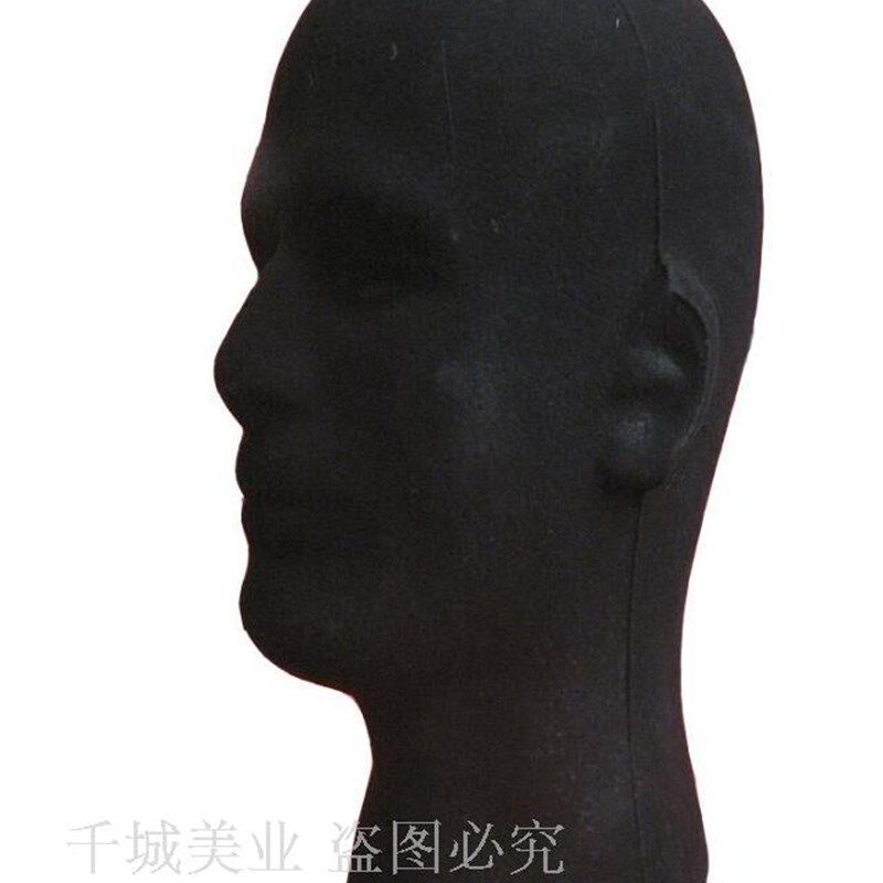植绒泡沫模特头 黑泡沫模特头 头模 泡沫模特头 男头模 QCT015
