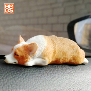 【Xmmos】趴睡柯基犬车载摆件 仿真可爱小狗模型车内小动物装饰品