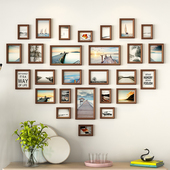 心形照片墙装 爱心相框墙挂墙婚房结婚婚纱照洗照片组合 饰创意个性