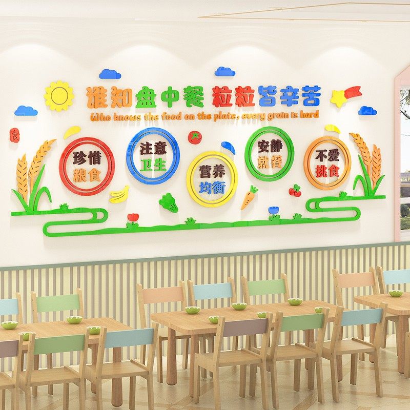 食堂文化墙贴幼儿园墙面装饰环创主题墙节约粮食午托管班餐厅布置,家居饰品,软装墙贴,淘宝优惠券,粉丝福利购,淘宝优惠卷