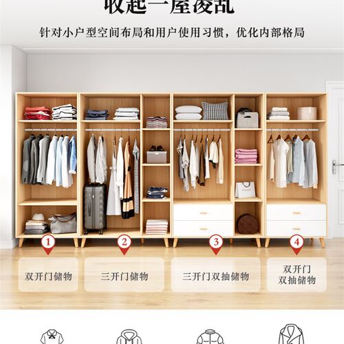 全实木生态板衣柜零甲醛E0环保级别柜子简约组装收纳衣橱儿童定制