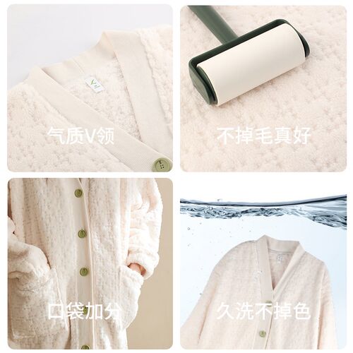 轩靓睡袍女冬季加绒加厚款保暖珊瑚绒浴袍法兰绒高级感大码家居服