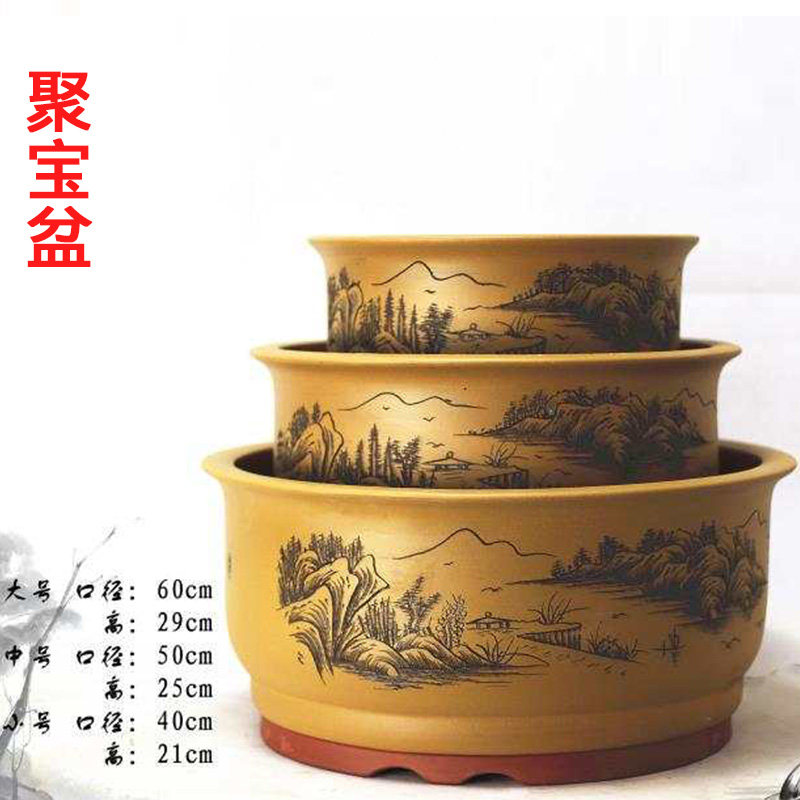 特大号紫砂四方形花盆陶瓷高档落地盆景阳台种菜果树铁树幸福树盆