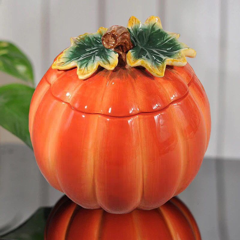 金玉满堂陶瓷南瓜密封储物罐茶叶罐糖果罐手绘立体陶瓷装饰米罐,家居饰品,储物罐,淘宝优惠券,粉丝福利购,淘宝优惠卷