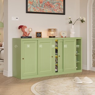 新款钢制阳台推拉门鞋柜家用门口省空间户外储物柜子防潮收纳鞋架