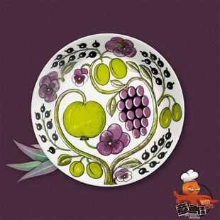 芬兰Arabia黑白紫色硕果陶瓷餐具碗餐盘子马克杯子咖啡杯碟子西餐