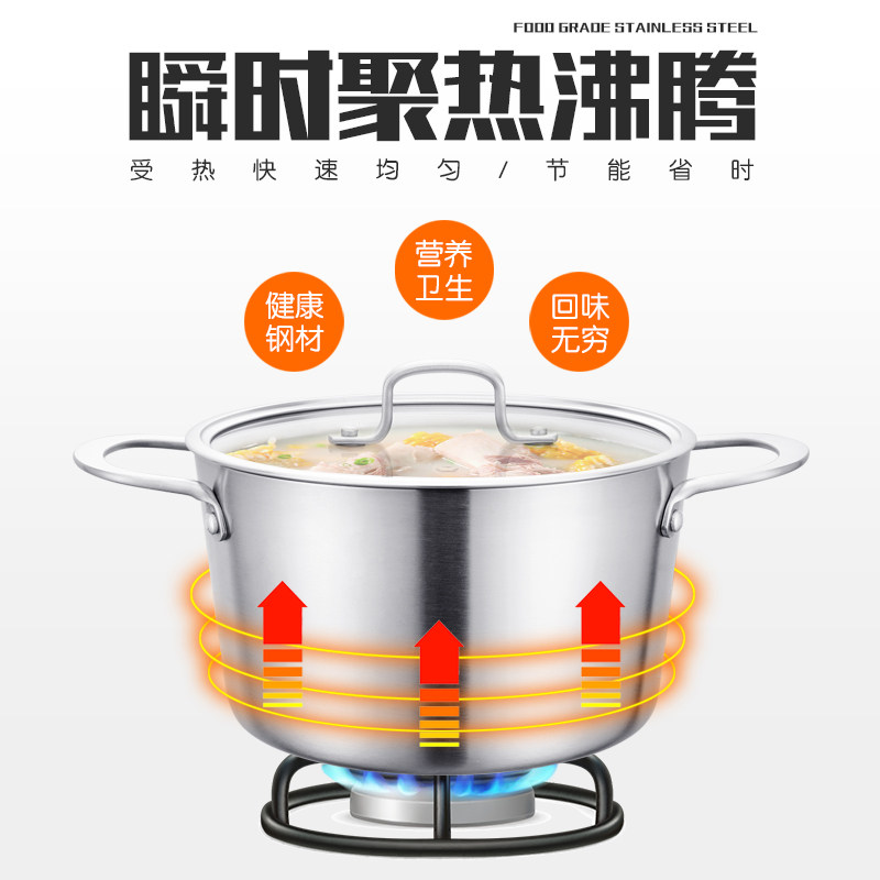 304不锈钢奶锅迷你家用泡面不粘小汤锅婴儿宝宝辅食蒸锅三层钢