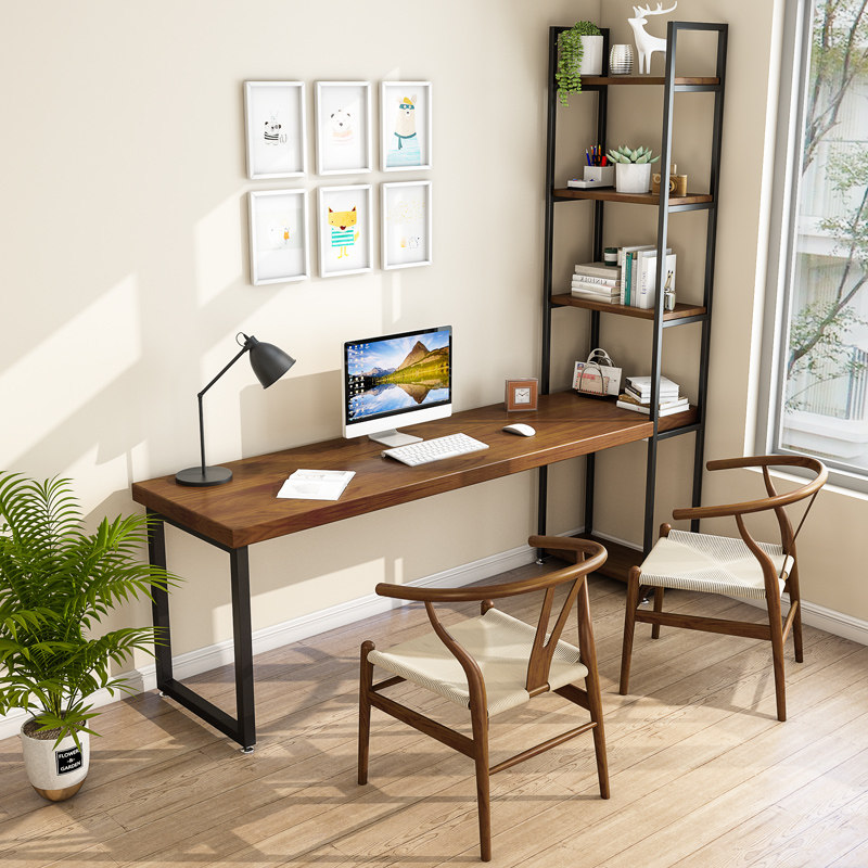 美式实木书桌书架组合家用写字台卧室长条电脑桌靠墙角办公桌定制,住宅家具,书桌,淘宝优惠券,粉丝福利购,淘宝优惠卷