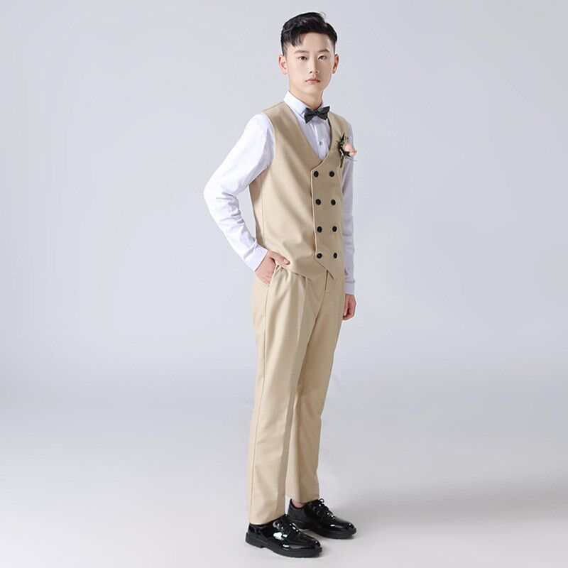 男童礼服加肥加大码西装儿童胖版西服马甲大童主持人钢琴演演出服