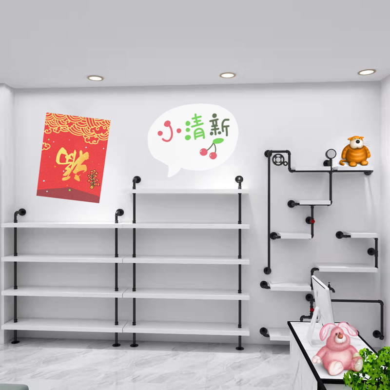 店铺商场鞋架展示架男女童鞋货架上墙鞋架白色免漆板包包展示架