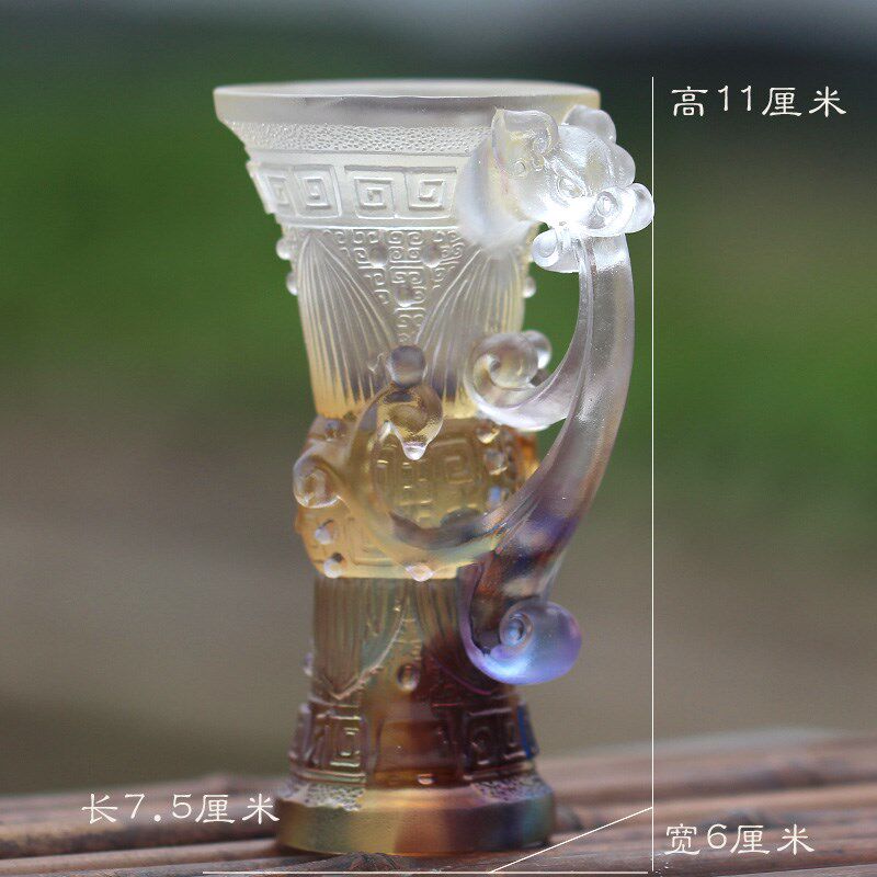 琉璃龙凤爵杯中式酒杯摆件居家客厅办公前台桌面摆放装饰收藏送礼