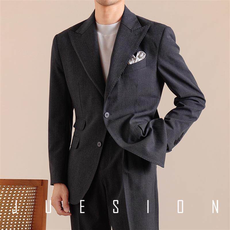 JUESION 意式那不勒斯西服套装男四季款休闲单排扣西装正装两件套