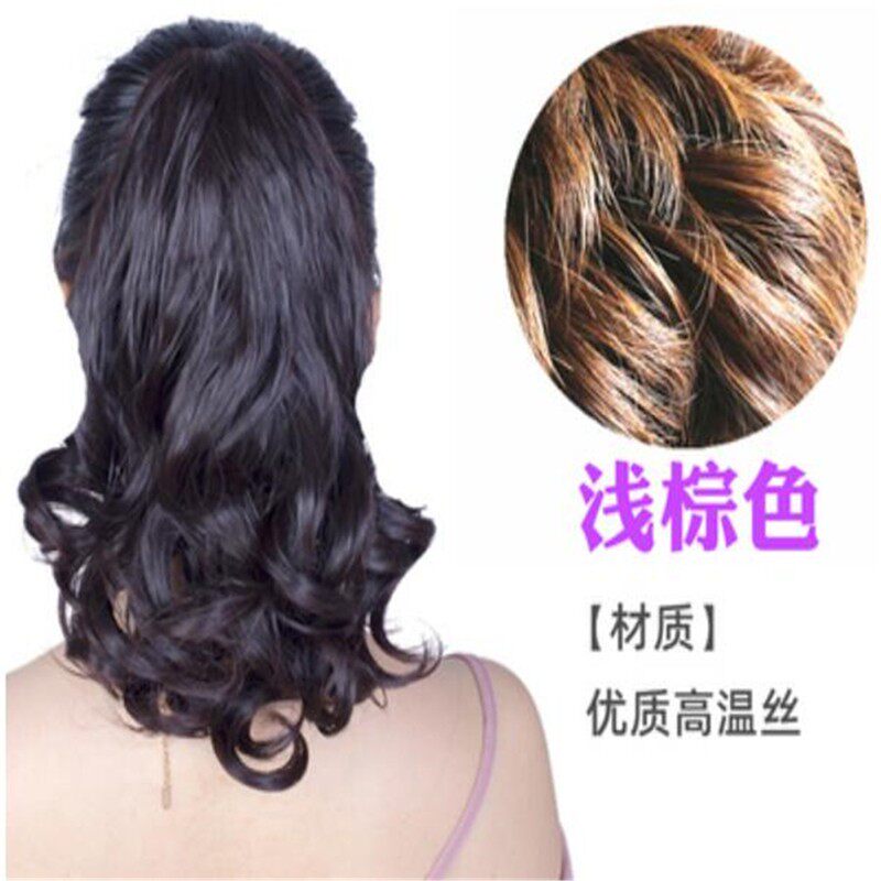 假头发卷发马尾短款网红可梳洗自然梨花烫绑带抓夹假发真发马尾辫