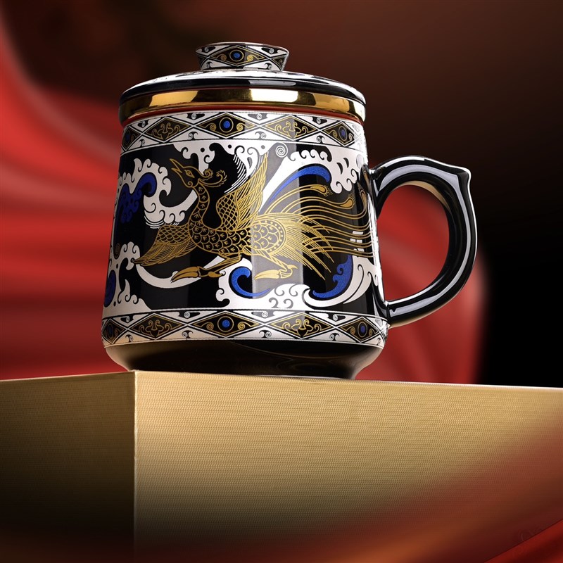 金银错四象描金高档主人杯单杯大号陶瓷品茗杯功夫茶杯茶具礼盒装