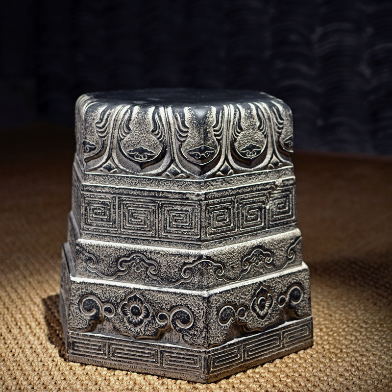 仿石雕门墩圆形柱子庭院别墅院子装饰石凳板凳石鼓墩花园底座摆件