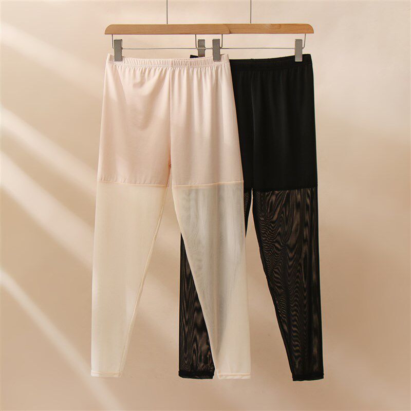 大码网纱打底裤女200斤高腰加大不掉裆夏季薄款九分裤大弹力胖mm