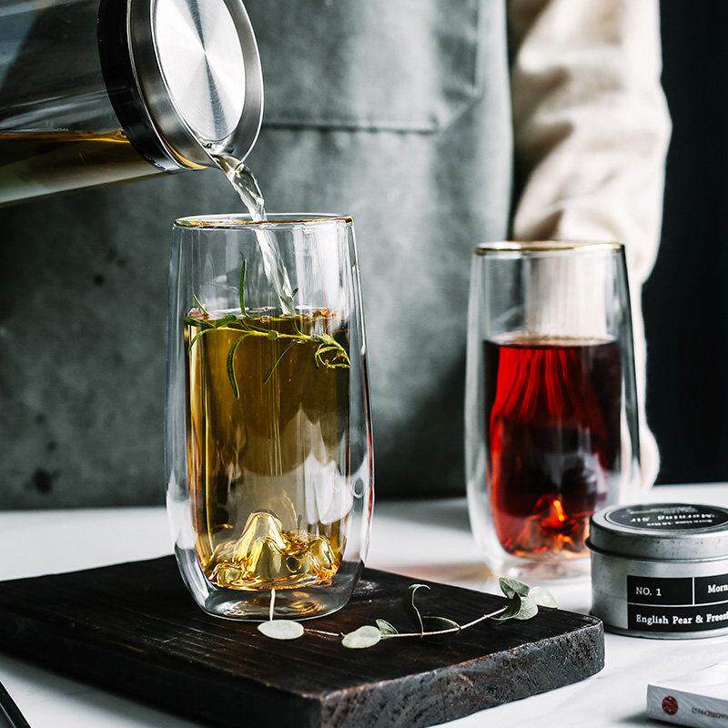 耐热玻璃双层杯子透明隔热泡茶家用+301-400ml牛奶杯
