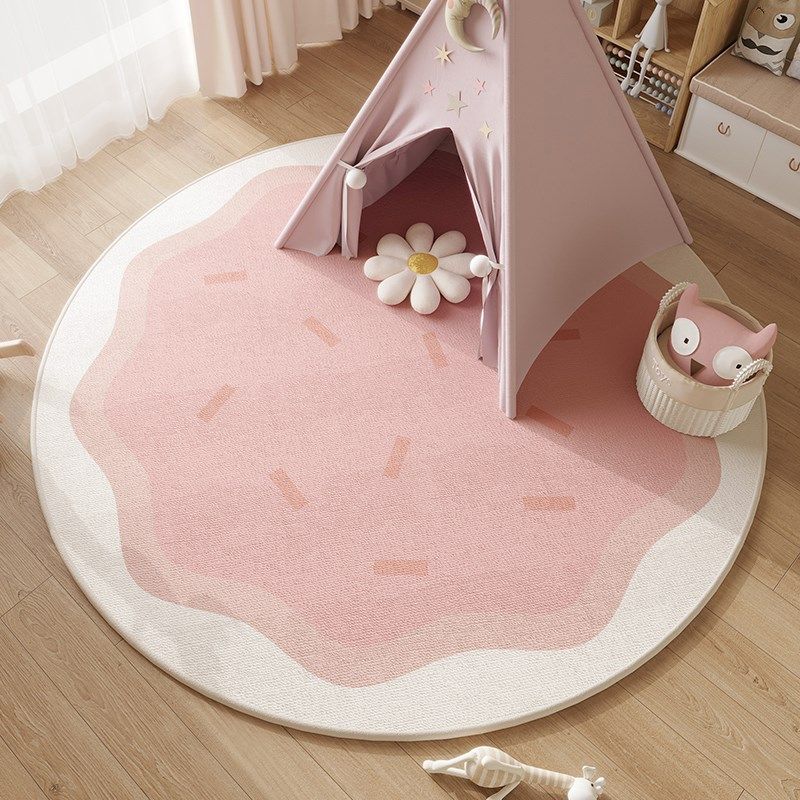儿童房地毯圆形奶油风卧室床边地垫2024新款阅读区加厚女孩爬爬垫,居家布艺,地毯,淘宝优惠券,粉丝福利购,淘宝优惠卷